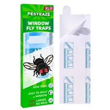 30-Pack XL Window Fly Traps, Clear Fly Paper Sticky Strips for Indoors, House...