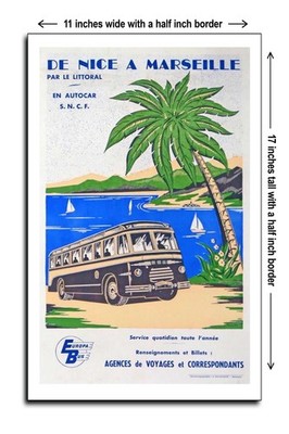 1950 From Nice to Marseille By the Littoral By Coach SNCF - 11x17 Poster