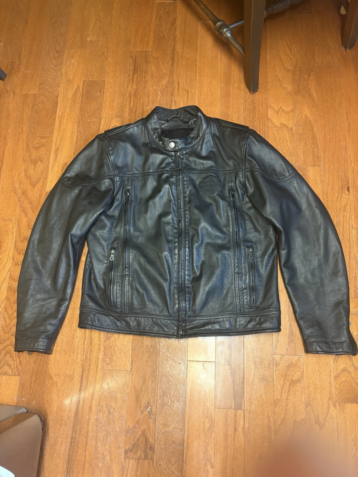 Harley Davidson RN 103819 CA 03402 Original Black Leather Jacket Size Mens L