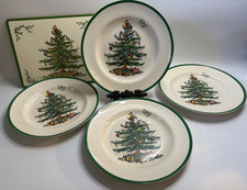 4 Spode Christmas Tree Dinner plates green made in China 1 Corkboard placemat