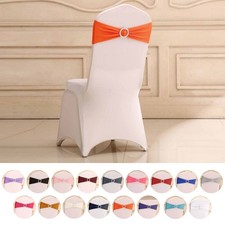 20 pcs SPANDEX Chair Sashes with Silver Round Buckle Brooches Party Decorations