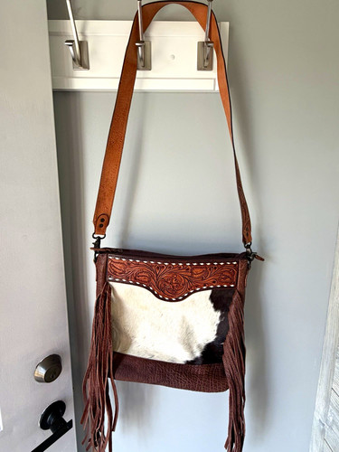 American Darling Brown Western Floral Fringe Crossbody Bag with wallet