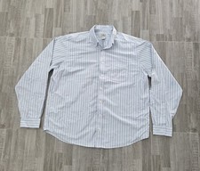 Vintage LL Bean cotton blue white striped button down shirt mens 17 / 37 XL