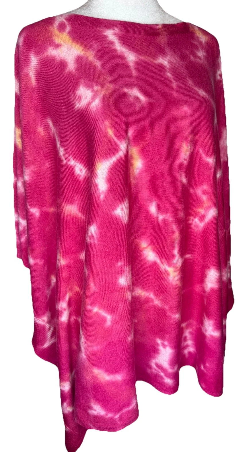 Johnny Was Pima Cotton Modal Poncho Top One Size Pink Tie Dye Boho Flowy