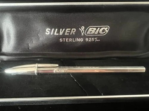 Bic Stylo-Plume Sphère Argent 925 Massif Argent Édition Limitée Trousse Nsa - Photo 3 sur 9