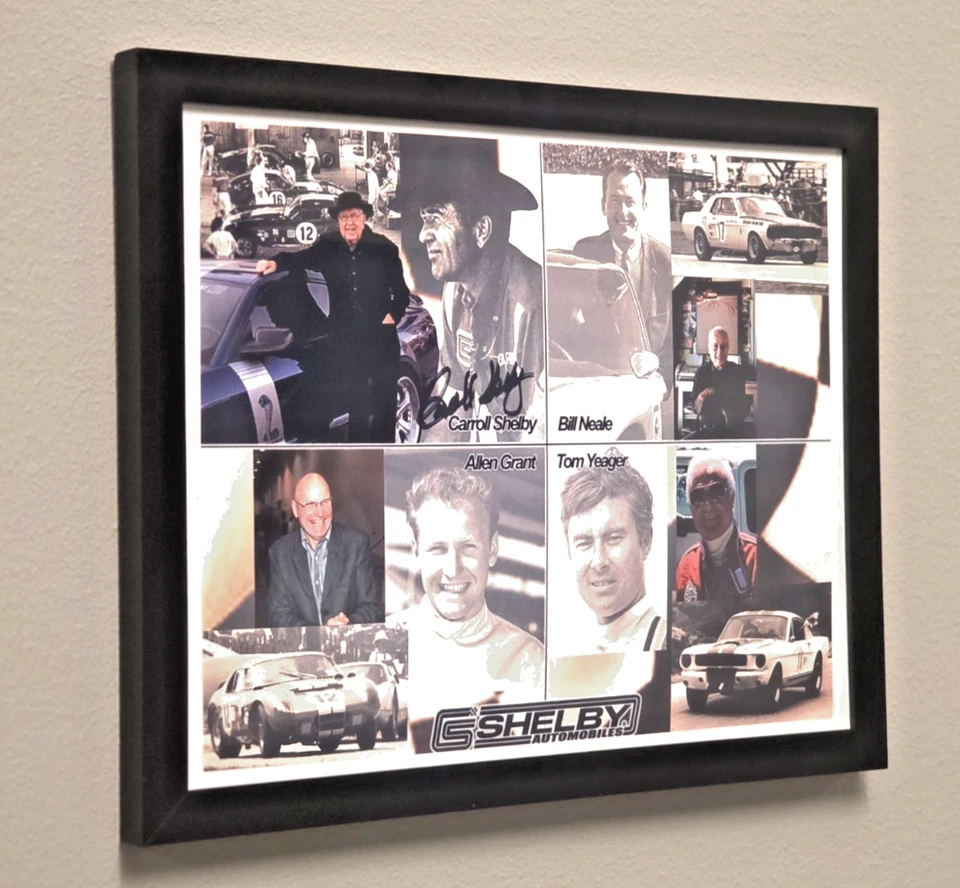 Framed Carroll Shelby Signed ft Allen Grant Tom Yeager Bill Neale Reprint 8.5x11 - Image 2 of 3