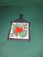 Vintage 7 Cast Iron And Porcelain Trivet