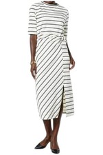 TWRHLL by Christie Brinkley Women's Twist Ponte Dress Off White Stripe
