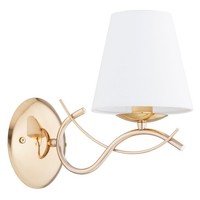 Wandlampe Stoff Weiß Gold Wohnzimmer Elegant Modern E14 B:15 Cm Wandleuchte Flur