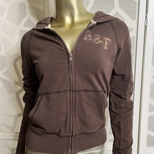 Vintage Abercrombie  Fitch Brown Zip Up Hoodie Y2K Logo Size M Women  s Mallcore