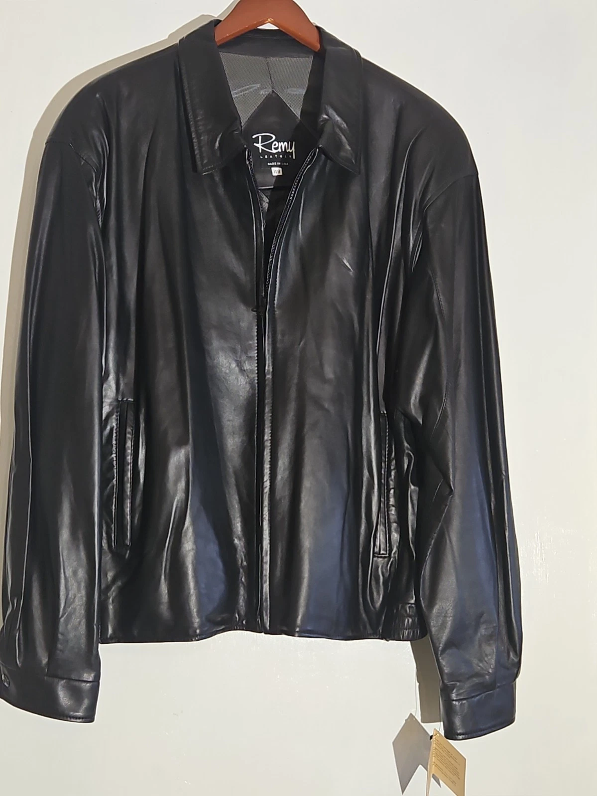 New With Tag Remy Lambskin Black Leather Jacket Mens Sz 48 BUTTER SOFT! VeryNice - product detail image 2