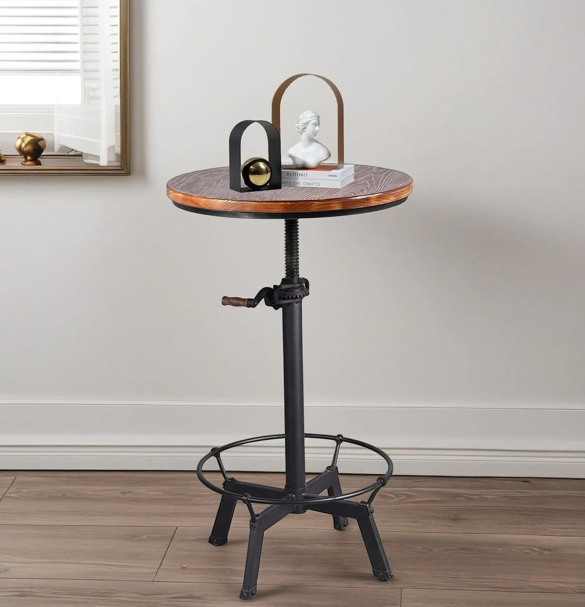 Industrial Bar Table Height Adjustable Swivel