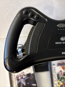 Sega Saturn Arcade Racer Analog Steering Wheel TESTED Two Games Andretti Hang On