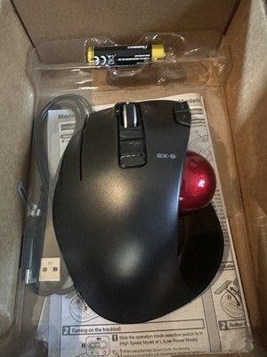 ELECOM EX-G Left-Handed Wireless Optical Trackball Mouse 1500 DPI 6-Button BK/RD