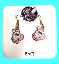 BACI New Christmas Dangle/Drop Earrings Pink Gold White Colors Santa Claus
