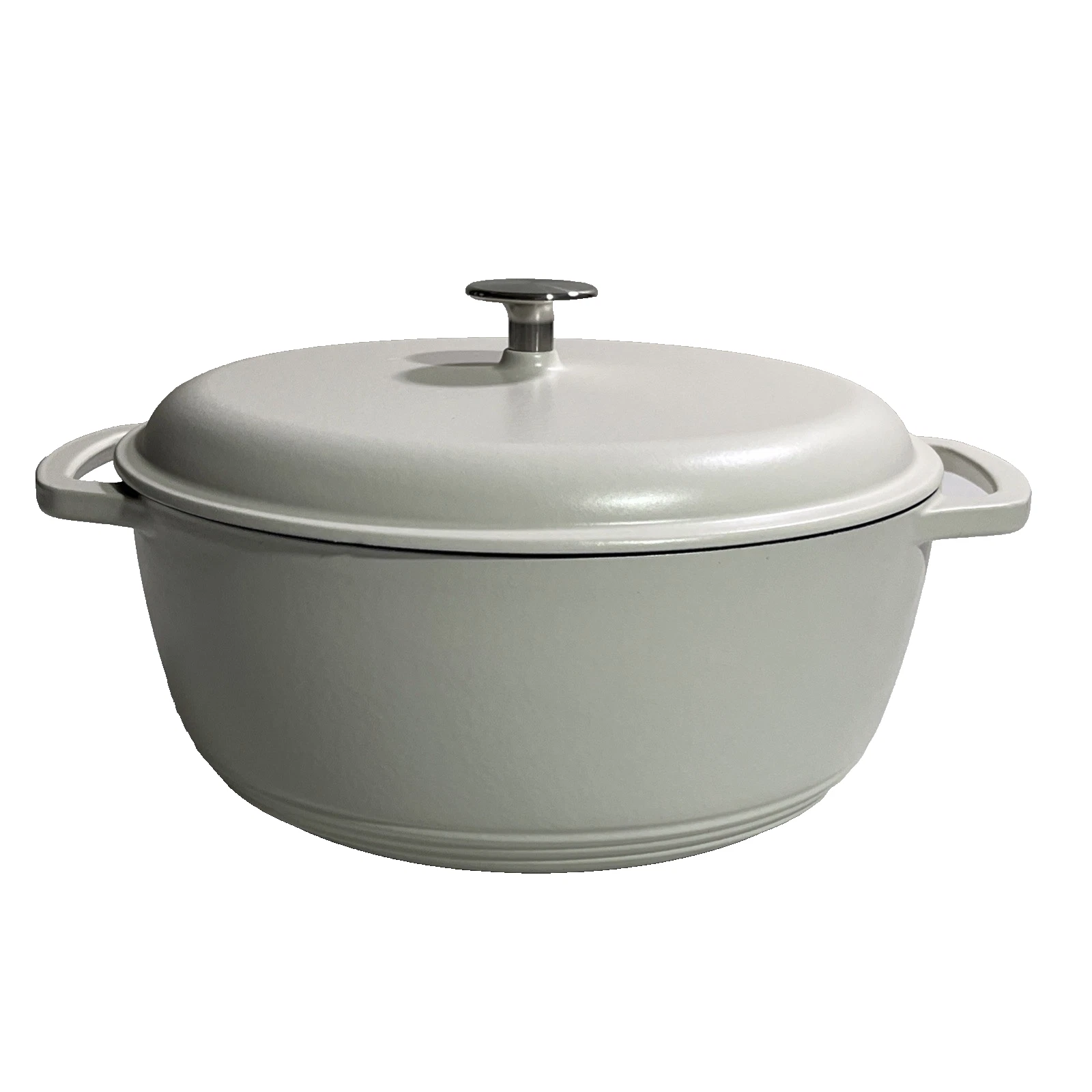 Chipped Amazon Basics 7.3 Qt Enameled Cast Iron Dutch Oven Matte White READ DISC