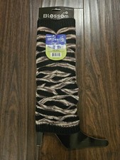 Blossom Black Beige Striped Pair of Leg Warmers LWA101 NEW FACTORY SEALED  