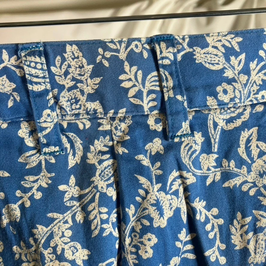 Pantalones Ralph Lauren Azul Estampado Floral Mujer Talla 10 Recortados Informales Preppy Primavera Foto 3 de 4