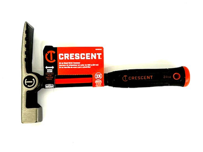 24 oz STEEL BRICK HAMMER WIDER BLADE 2X DURABILITY CRESCENT CHSBK24