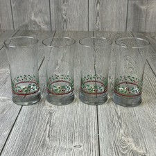 Arby’s 1987 Christmas Collection Holly Berry Glasses Tall Tumblers Lot Of 4