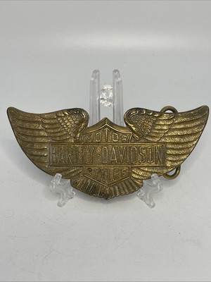 Original Vintage Harley Davidson Motorcycles Wings Solid Brass 70er Gürtelschnalle