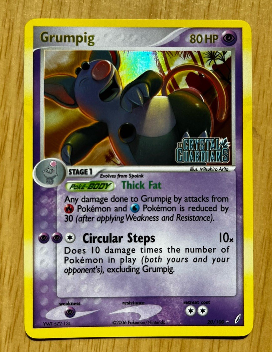 Pokémon TCG GRUMPIG 20/100 Reverse Holofoil EX Crystal Guardians (2006). NM/M