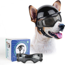 Dog Goggles for Small Dogs with Helmet, 2PCS Doggy Sunglasses and Pet