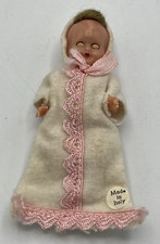 Mini Celluloid Sleepy Eyed Baby Doll in Bunting Italy 3 3/4" Vintage