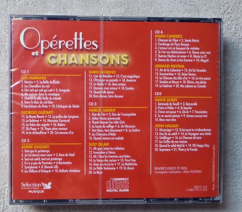 CD AUDIO MUSIQUE/ COFFRET 5XCD OPÉRETTES ET CHANSONS READER'S DIGEST NEUF NEW - Picture 2 of 2