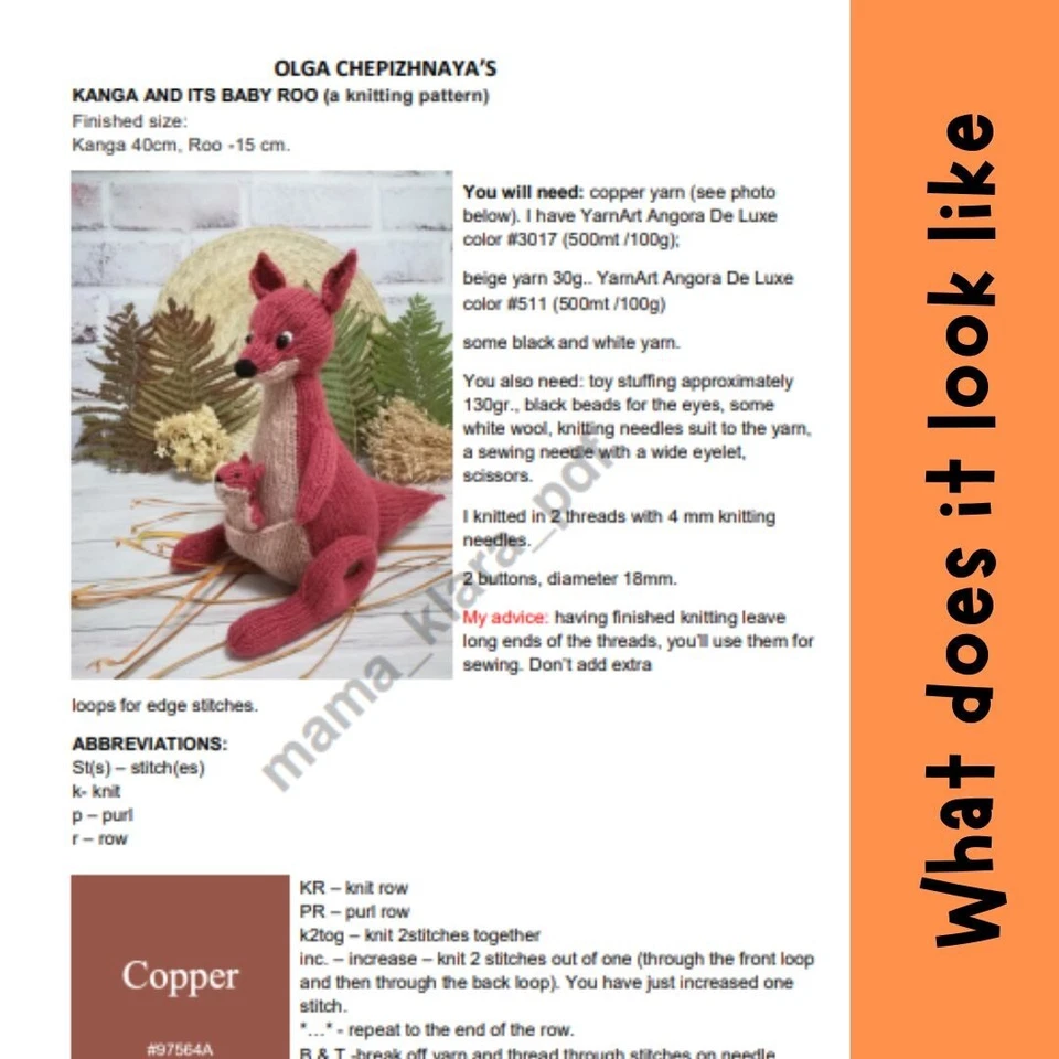 Toy knitting pattern Kanga and Roo based on the book about Winnie the Pooh - Image 3 of 4