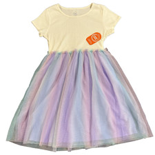 Wonder Nation Tulle Tutu Dress Girls Medium 7-8 Short Sleeve Ivory Pastel NEW