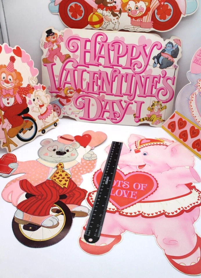 6-Piece Set Valentine Animals Clowns Circus Die-cut Cutouts Vintage Decorations - Image 4 of 4