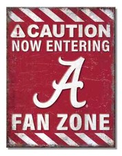 Alabama Crimson Tide Fan Zone Tin Sign wall decor 12.5" x 16" Made in USA