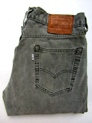 Levi's 514 Cord Jeans Straight Leg Herren W29 L30 Mittelgrau Stretch LEVG480