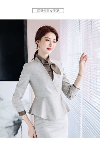 Profi Damen Anzug Set V-Ausschnitt Blazer Mäntel Rock Slim Fit Arbeitskleidung 2tlg - Bild 9 von 21