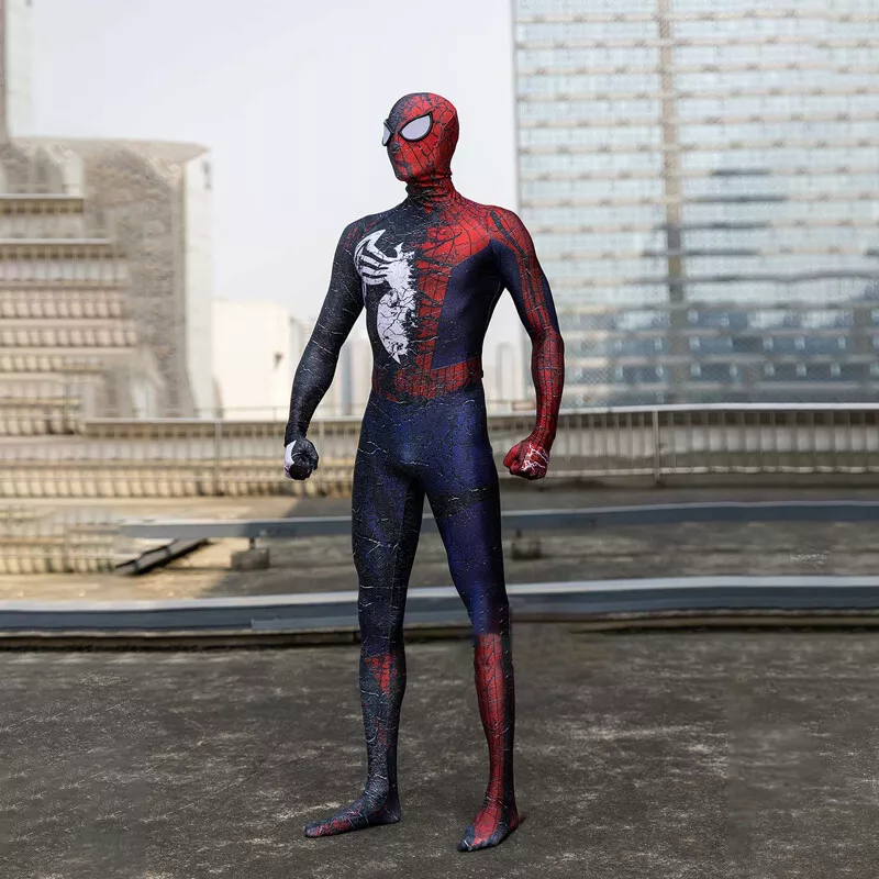 Spiderman Halloween traje para adultos e crianças, bodysuit