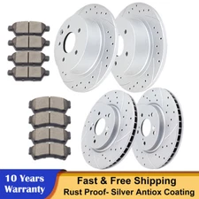 Front and Rear Drilled & Slotted Brake Rotors Brake Pads for Fusion MKZ Mazda 6