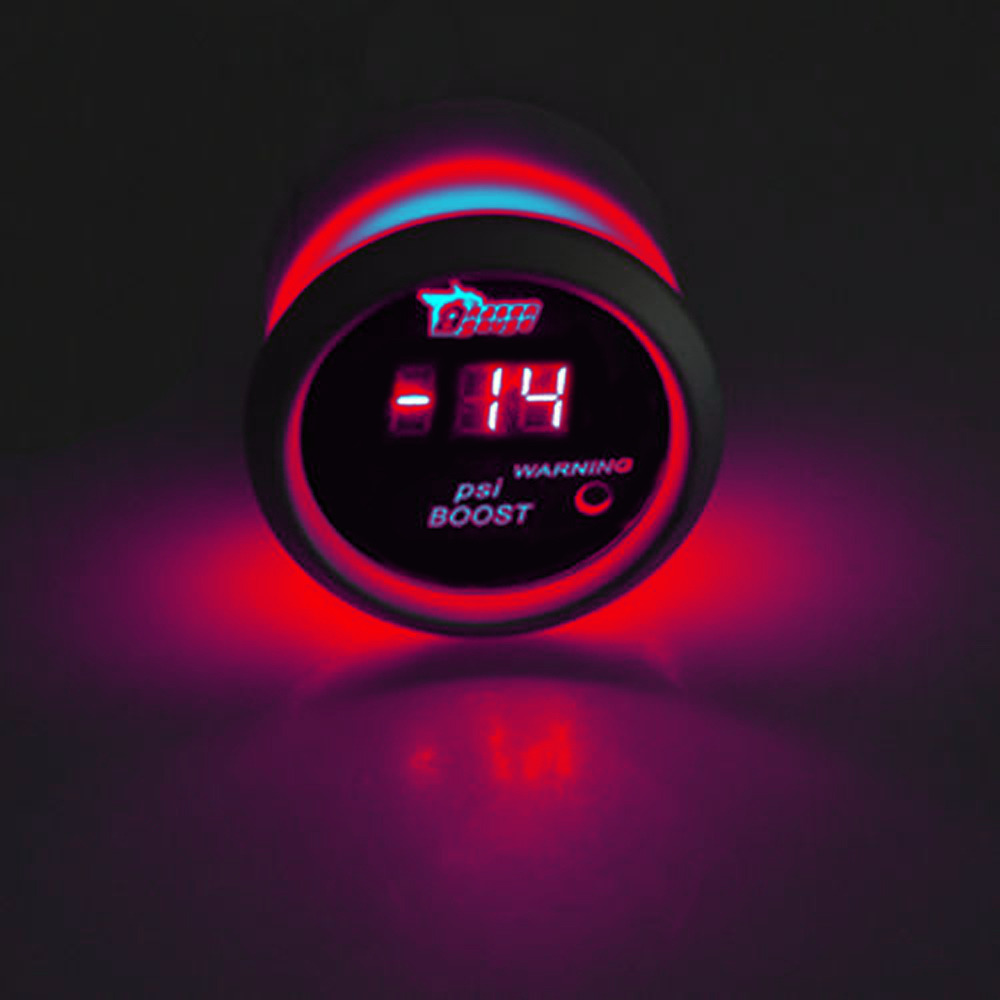 Car Universal 2" 52mm Black Shell Digital Red LED PSI Turbo Boost Gauge