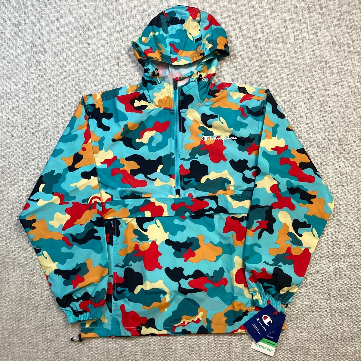 Champion Mens Abstract Camo Stadium Packable Anorak Jacket Size