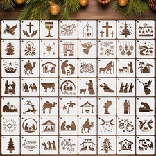 56 Pack Christmas Nativity Stencils for Painting on Wood DIY Nativity Scene S...