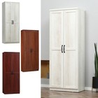 63" Rustic 2-Door Kitchen Freestanding Storage Cabinet Pantry Shelves ...