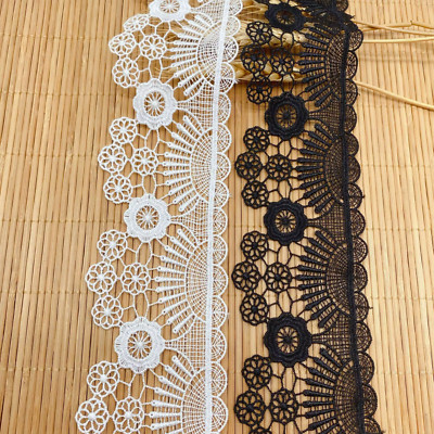2 inch wide Hollow Flower Embroidered Lace trim white or black price per yard