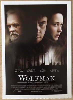 1 Filmkarte Cinema-Wolfman-Benicio Del Toro, Anthony Hopkins, Emily Blunt-Infos
