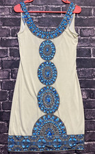 Rampage Embellished Mandala Print Form Fitting Open Back Stretch Dress Women Med