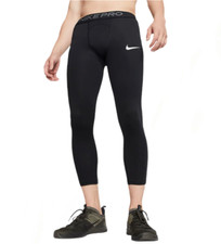 Image of Nike Pro Men's 3/4 Black Base Layer Training Tights M, L, XL Running Fitness