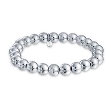 Round Ball Bead Strand Bracelet Shinny High .925 Sterling Silver