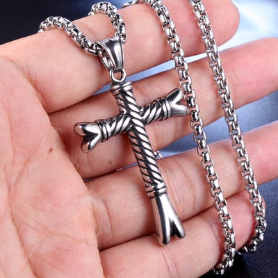 Gothic Stainless Steel Cross Pendant 