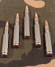 308 WIN. SNAP CAPS SET OF 5 "NICKEL AND FMJ" REAL WEIGHT 