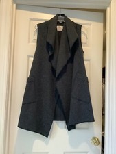 Janska Dark Gray Open Wrap Shawl Collar Vest With Pockets Xs