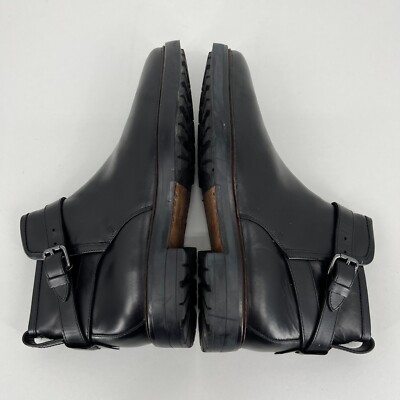 Coach Bryce Fine Grain Leather Boots Black Buckle Men
